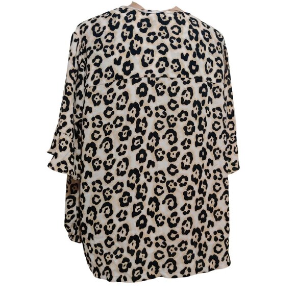 Sanctuary Womens Plus Size Top Blouse Surplice Wrap Leopard Animal Print Sz 1X - Picture 2 of 9